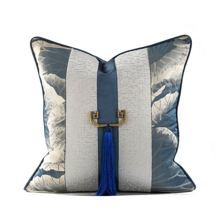 Tassel Silk Cushion — Blue