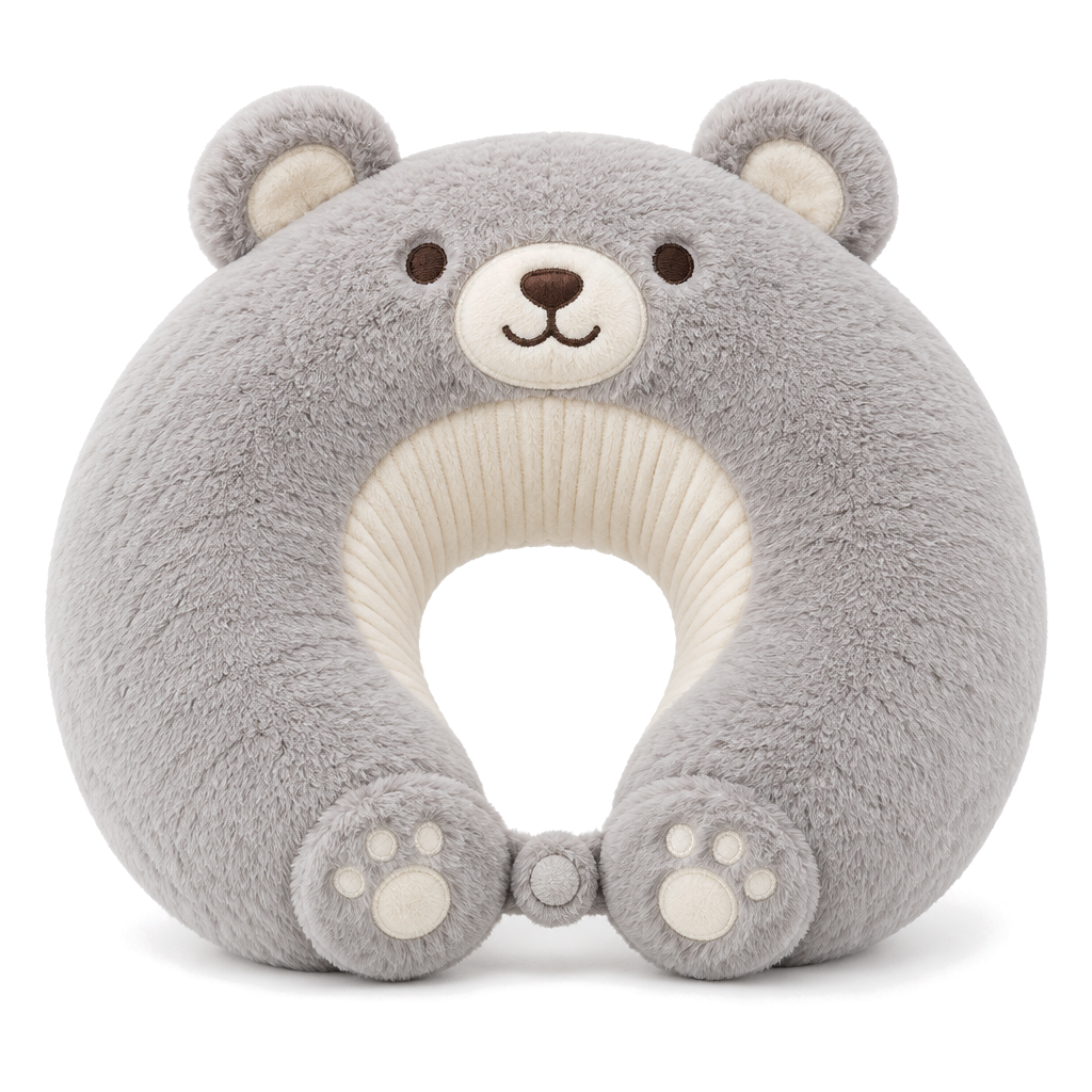 Teddy Bear Neck Pillow — Grey