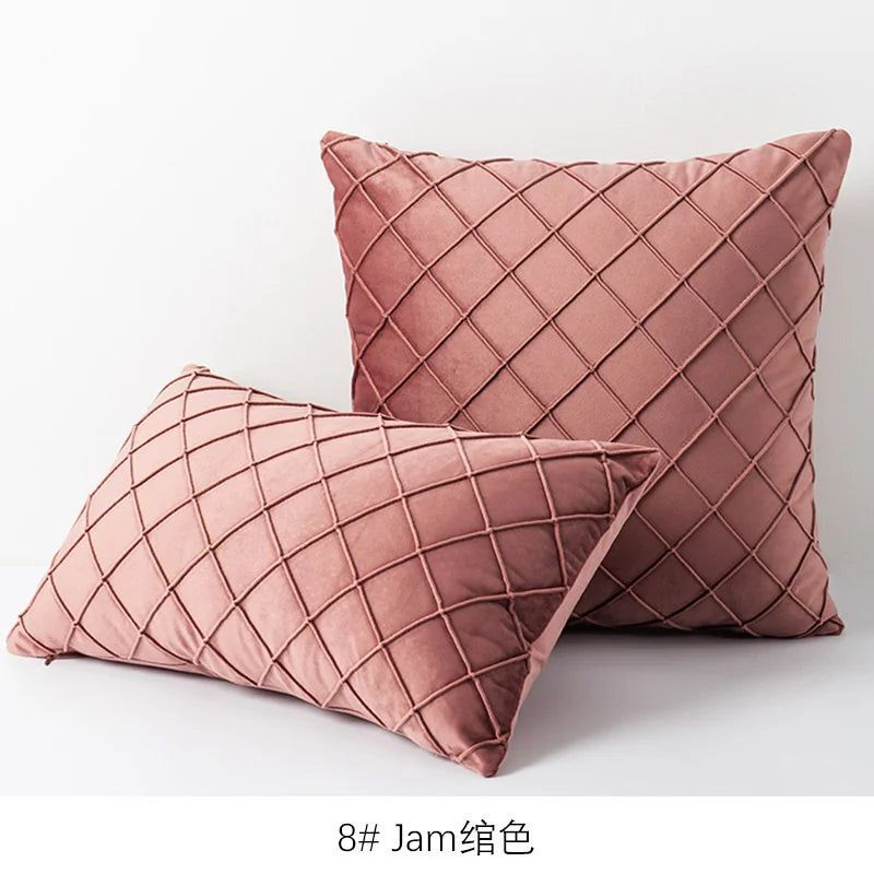 Quilted Velvet Cushion — Dusty Pink