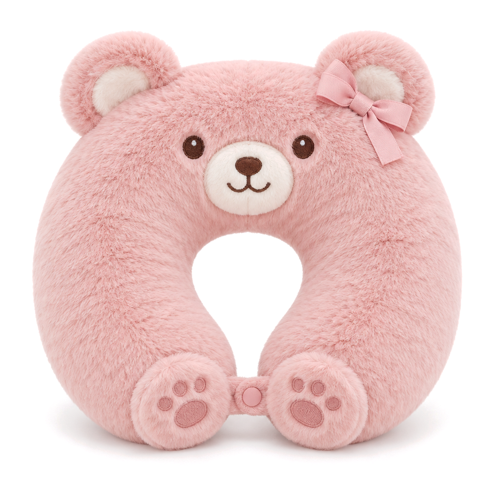 Teddy Bear Neck Pillow — Blush